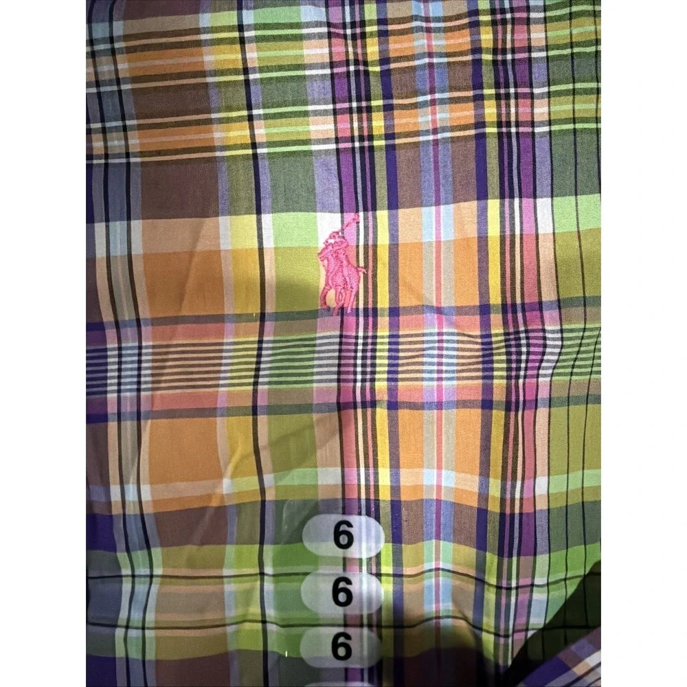 Ralph Lauren Golf Multi‎ Color Plaid  Button Down Long Sleeve Shirt Youth Sz 6